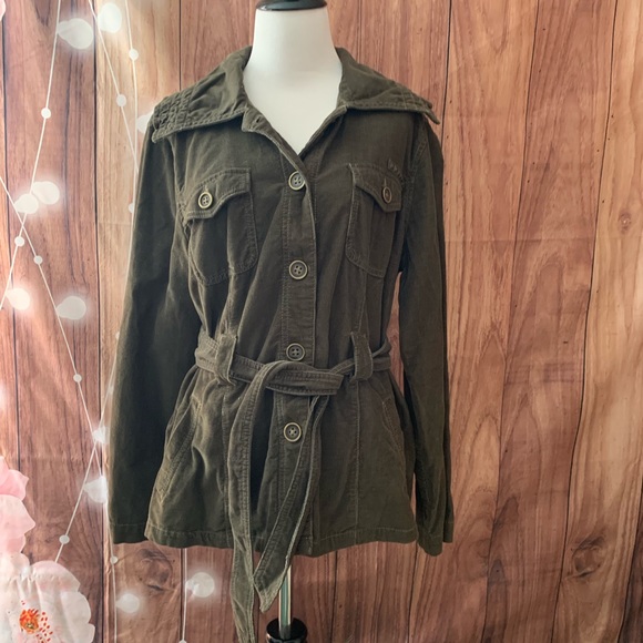 Green Corduroy Military Style Jacket 